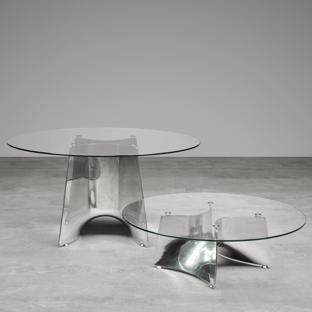 Crystal and Alluminium Table BENTZ by Jeff Miller for Baleri Italia 7